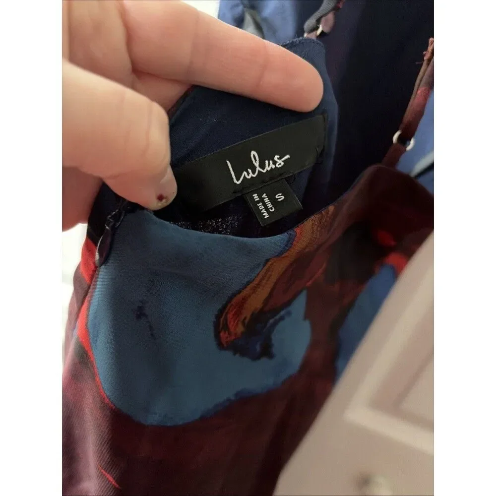 Lulu's Solayne Multi Abstract Strappy Halter Maxi Dress New With Tags Size Small - Picture 6 of 8